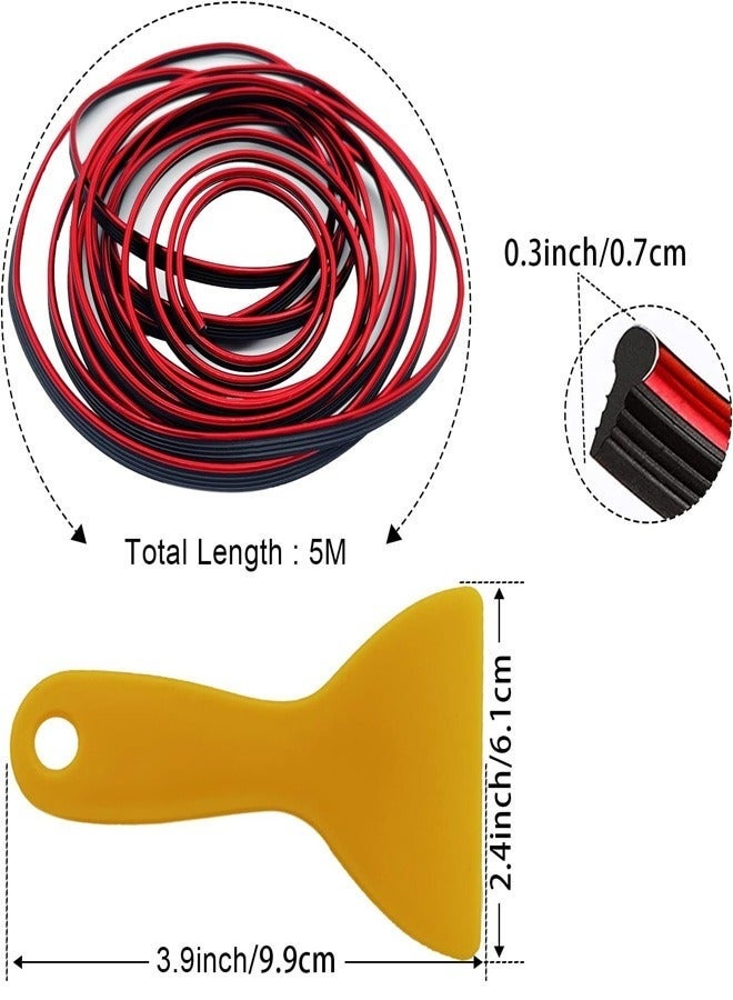 شرائط تزيين داخلية للسيارة بطول 16.4 قدم، مطلية بالكهرباء، لتزيين الأبواب ولوحة القيادة، ملحقات تزيين داخلية مرنة مع أداة تركيب - Image 2